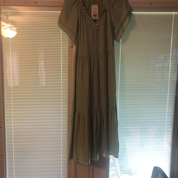 NWT Wonderly Short Sleeve MIDI Dress W/ Slip (Dewy Moss) Beautiful Dress New - Picture 6 of 7